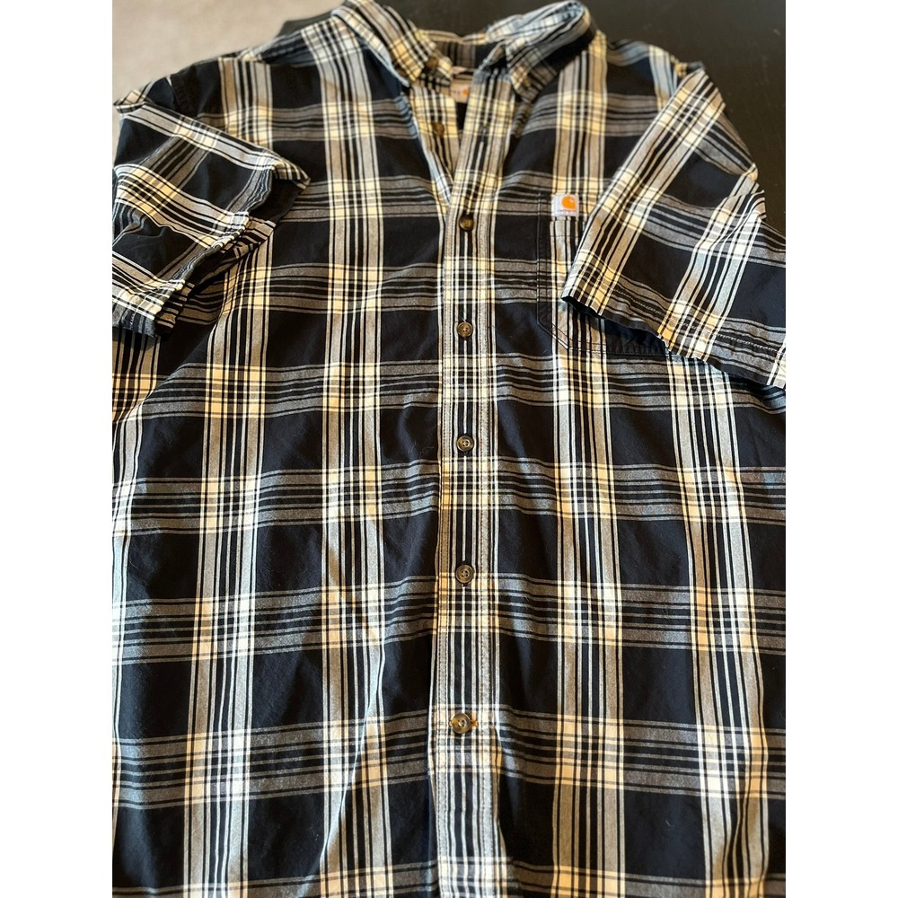 Carhartt Mens Plaid Short Sleeve‎ Button Down Shirt Work Casual